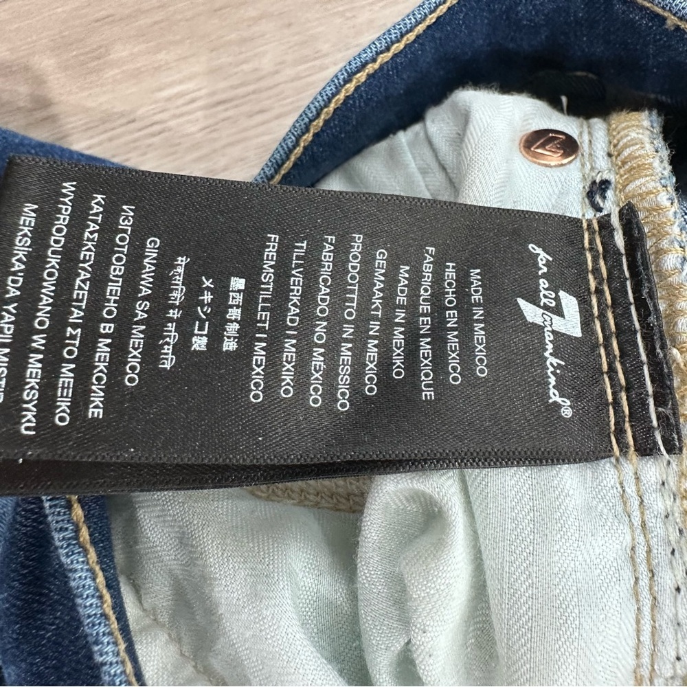 7 for all mankind cropped Alexa jeans with cut hem medium wash blue size 24 - Picture 8 of 10
